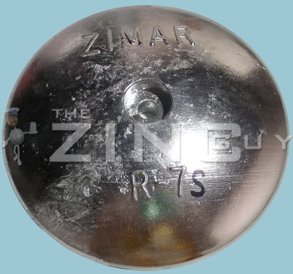 R-7 S Hull/Rudder Single round Plate Zinc Anode 6 1/2" dia 