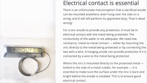 ZNGUY5  Zinc Anode with 10 ft. cable BOAT LIFT *Best Seller*
