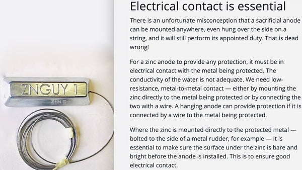 ZNGUY1  Zinc Anode with 10ft. cable BOAT LIFT *Best Seller*
